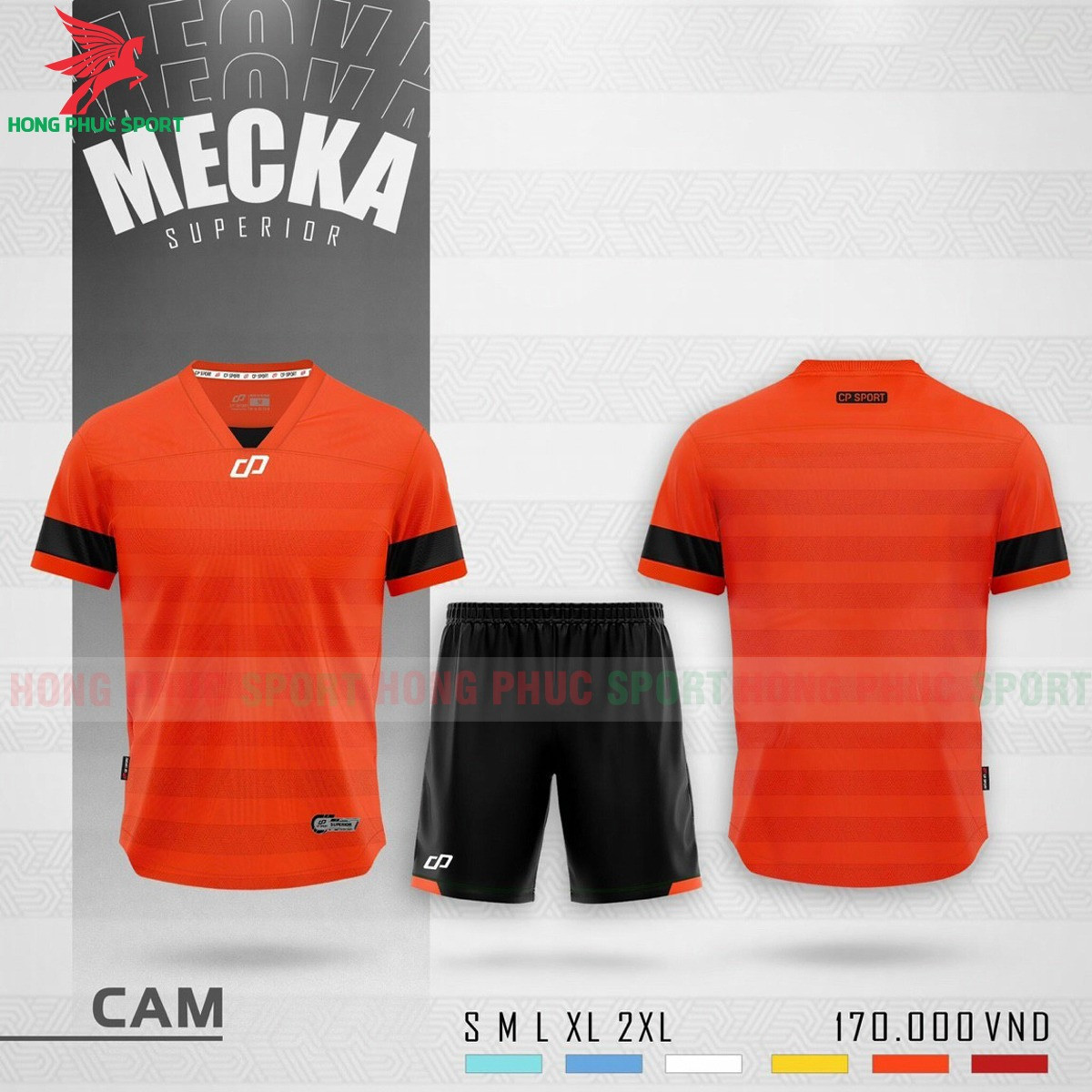 BỘ QUẦN ÁO ĐẤU KHÔNG LOGO CP MECKA 2021 CAM - THUN LẠNH CAO CẤP