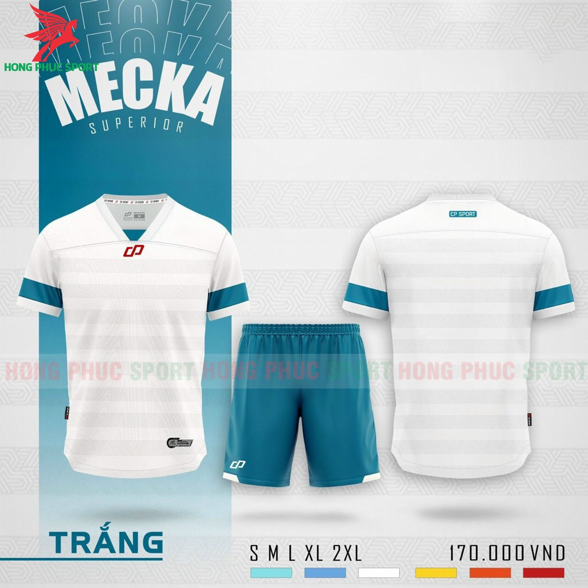 BỘ QUẦN ÁO ĐẤU KHÔNG LOGO CP MECKA 2021 TRẮNG - THUN LẠNH CAO CẤP