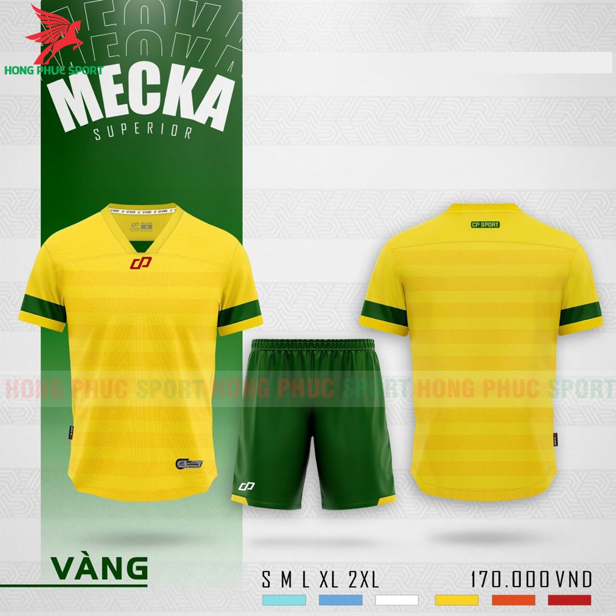 BỘ QUẦN ÁO ĐẤU KHÔNG LOGO CP MECKA 2021 VÀNG - THUN LẠNH CAO CẤP