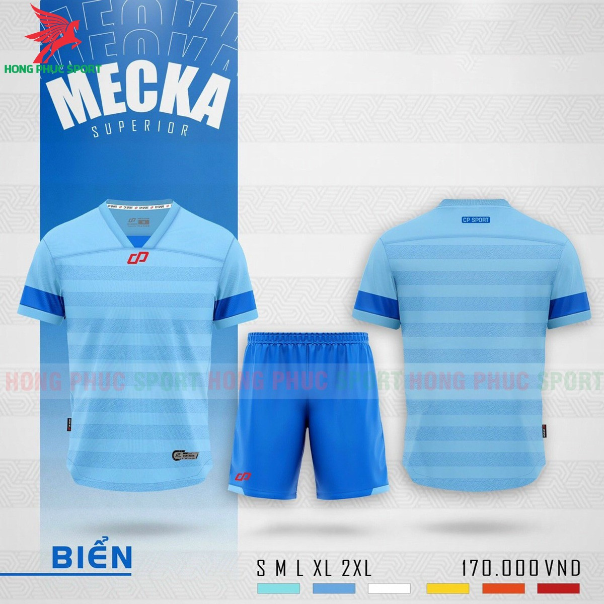 BỘ QUẦN ÁO ĐẤU KHÔNG LOGO CP MECKA 2021 XANH BIỂN - THUN LẠNH CAO CẤP