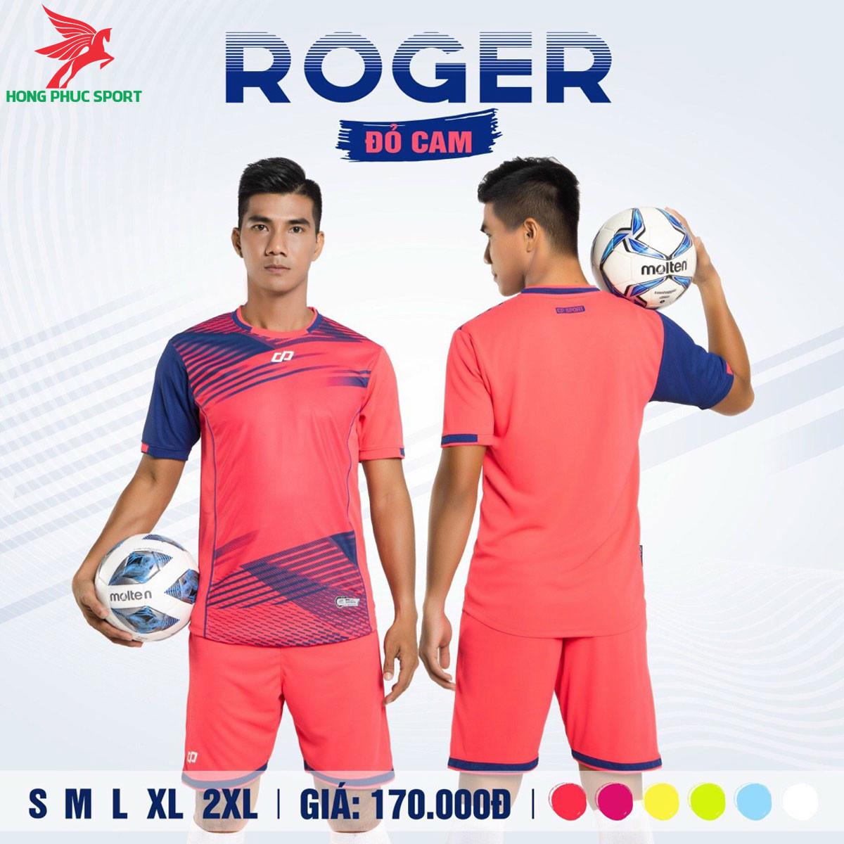  Áo đá banh không logo CP ROGER 2021 màu Đỏ cam