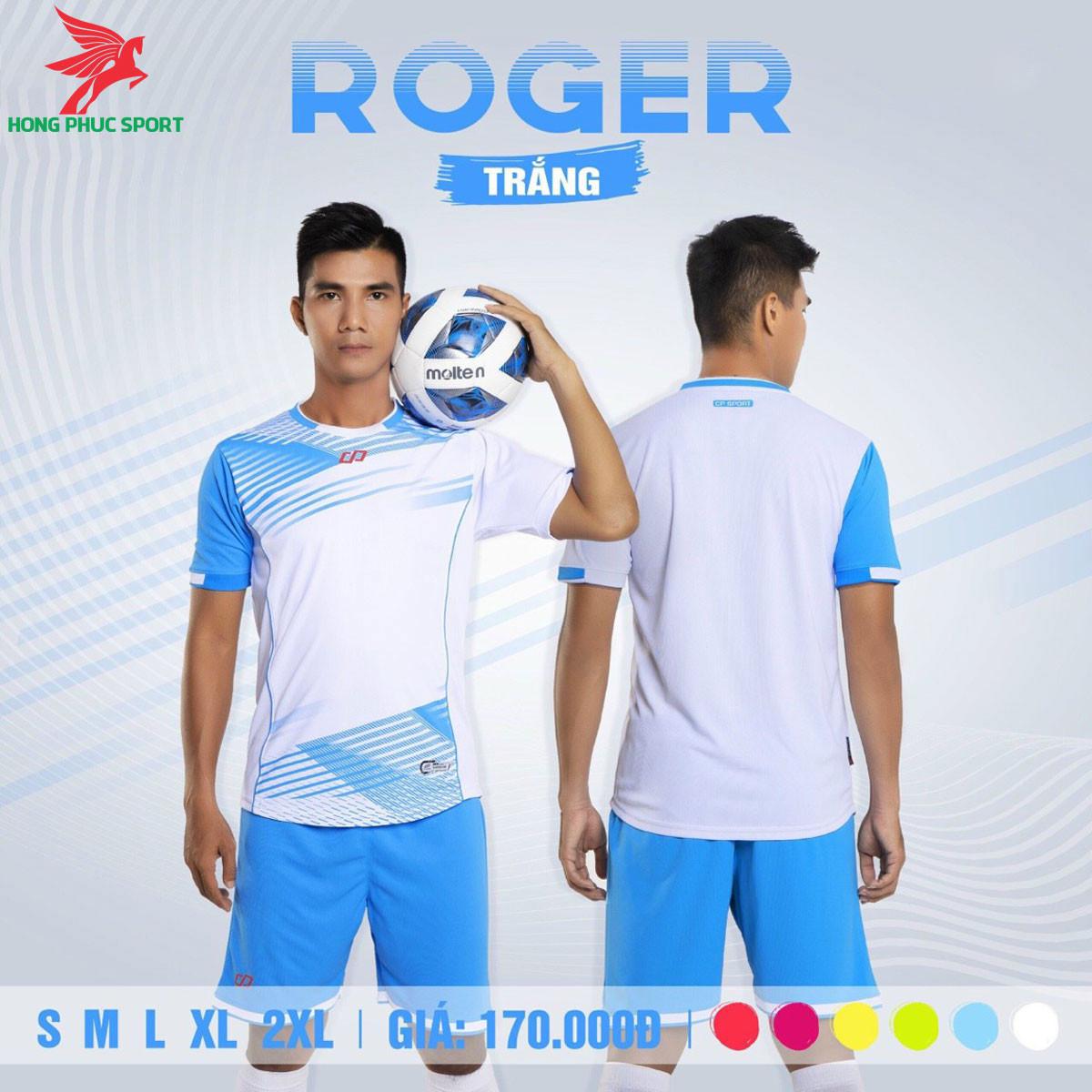  Áo đá banh không logo CP ROGER 2021 màu trắng 
