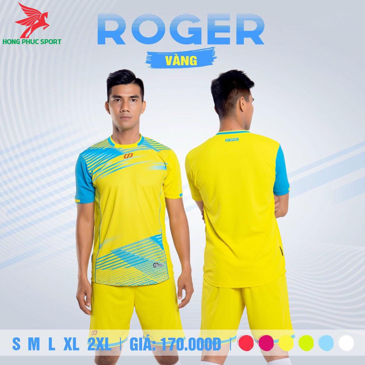Áo đá banh không logo CP ROGER 2021 màu Vàng 