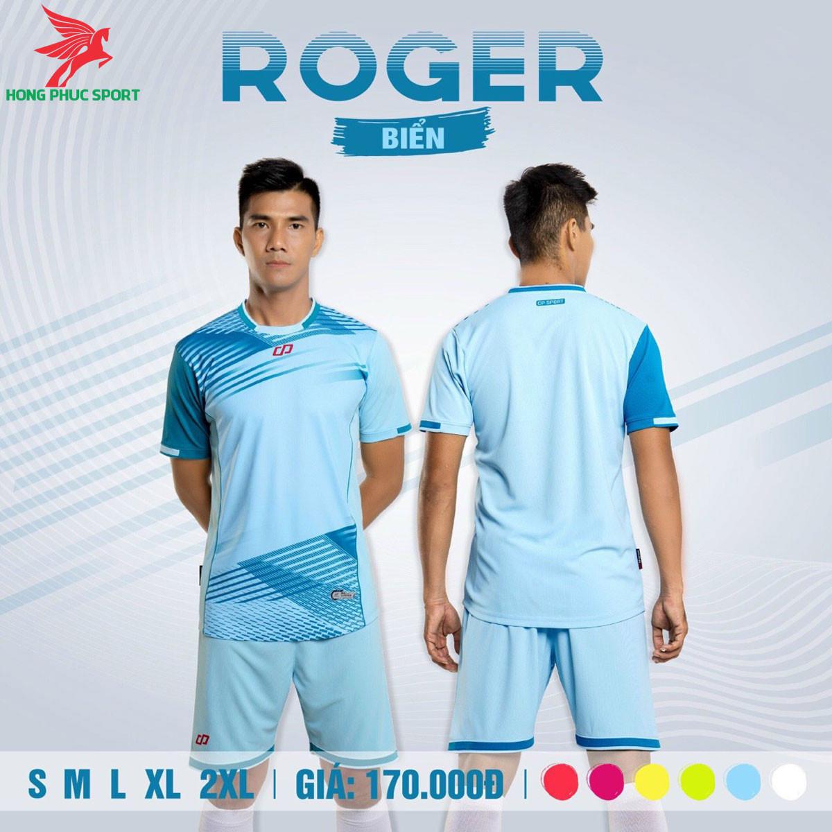  Áo đá banh không logo CP ROGER 2021 màu Xanh biển