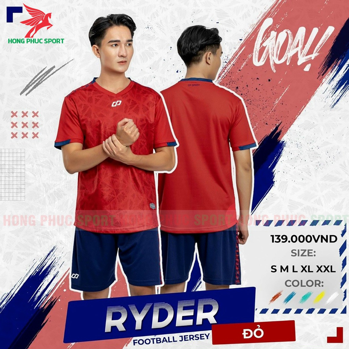 BỘ QUẦN ÁO BÓNG ĐÁ KHÔNG LOGO CP SPORT RYDER ĐỎ - THUN LẠNH CAO CẤP