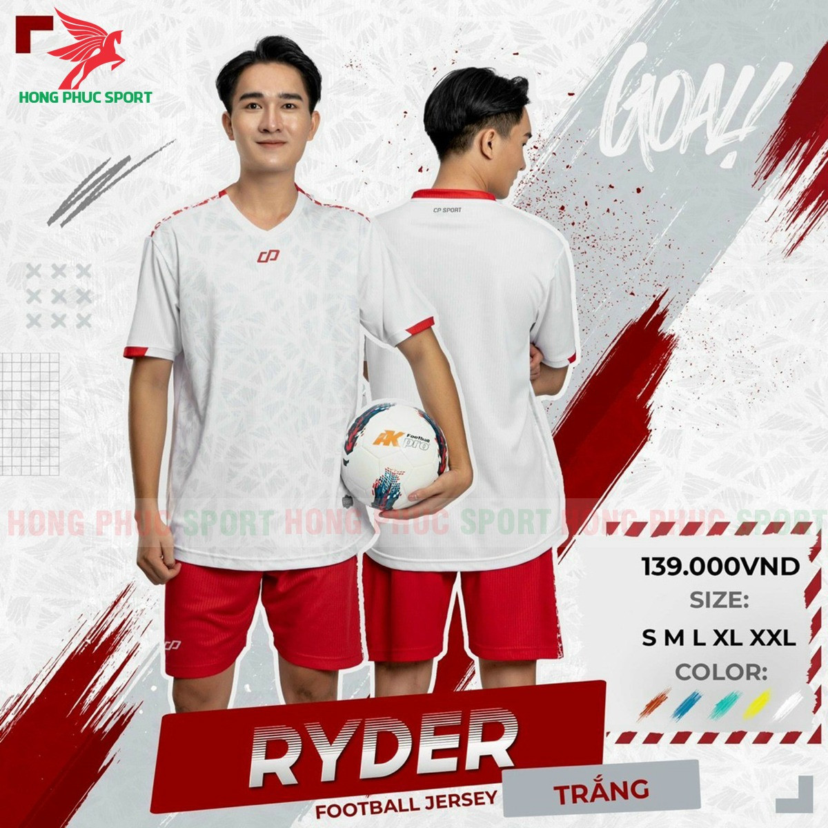 BỘ QUẦN ÁO BÓNG ĐÁ KHÔNG LOGO CP SPORT RYDER TRẮNG - THUN LẠNH CAO CẤP