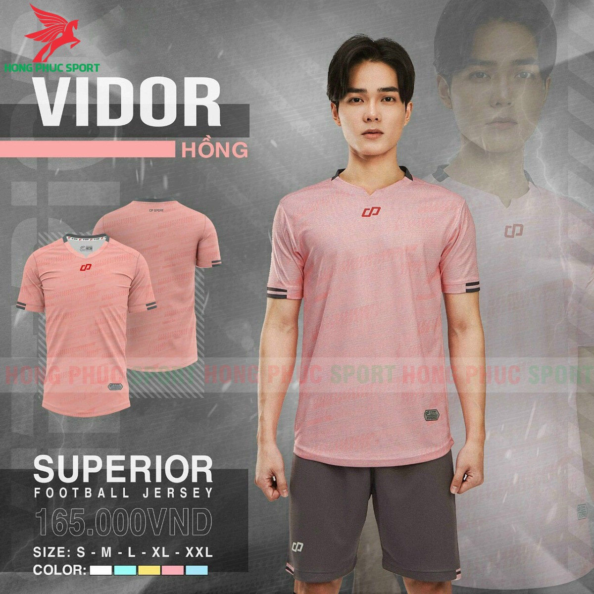 BỘ QUẦN ÁO BÓNG ĐÁ KHÔNG LOGO CP SPORT VIDOR HỒNG - THUN LẠNH CAO CẤP
