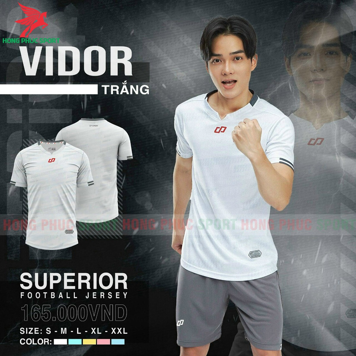 BỘ QUẦN ÁO BÓNG ĐÁ KHÔNG LOGO CP SPORT VIDOR TRẮNG - THUN LẠNH CAO CẤP