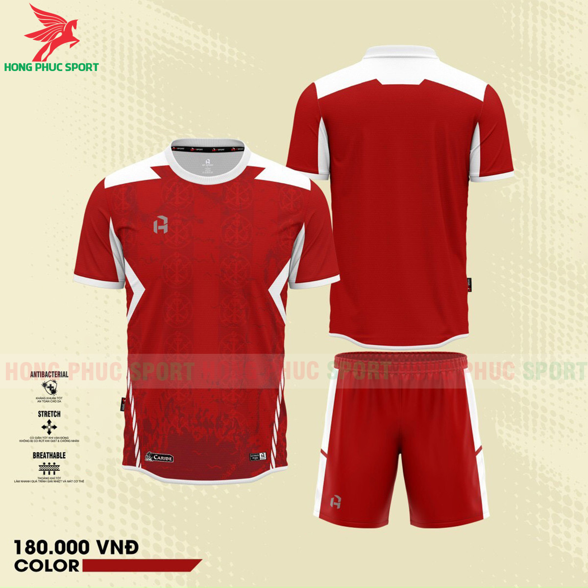 BỘ QUẦN ÁO ĐẤU KHÔNG LOGO HP SPORT CARIBE ĐỎ - HÀNG DỆT