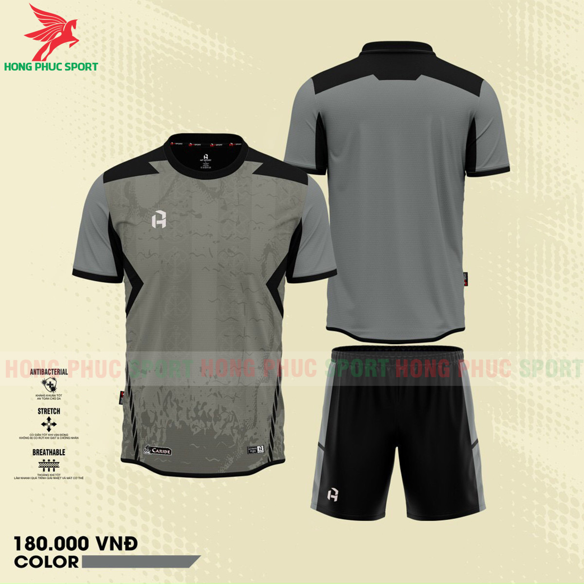 BỘ QUẦN ÁO ĐẤU KHÔNG LOGO HP SPORT CARIBE XÁM - HÀNG DỆT