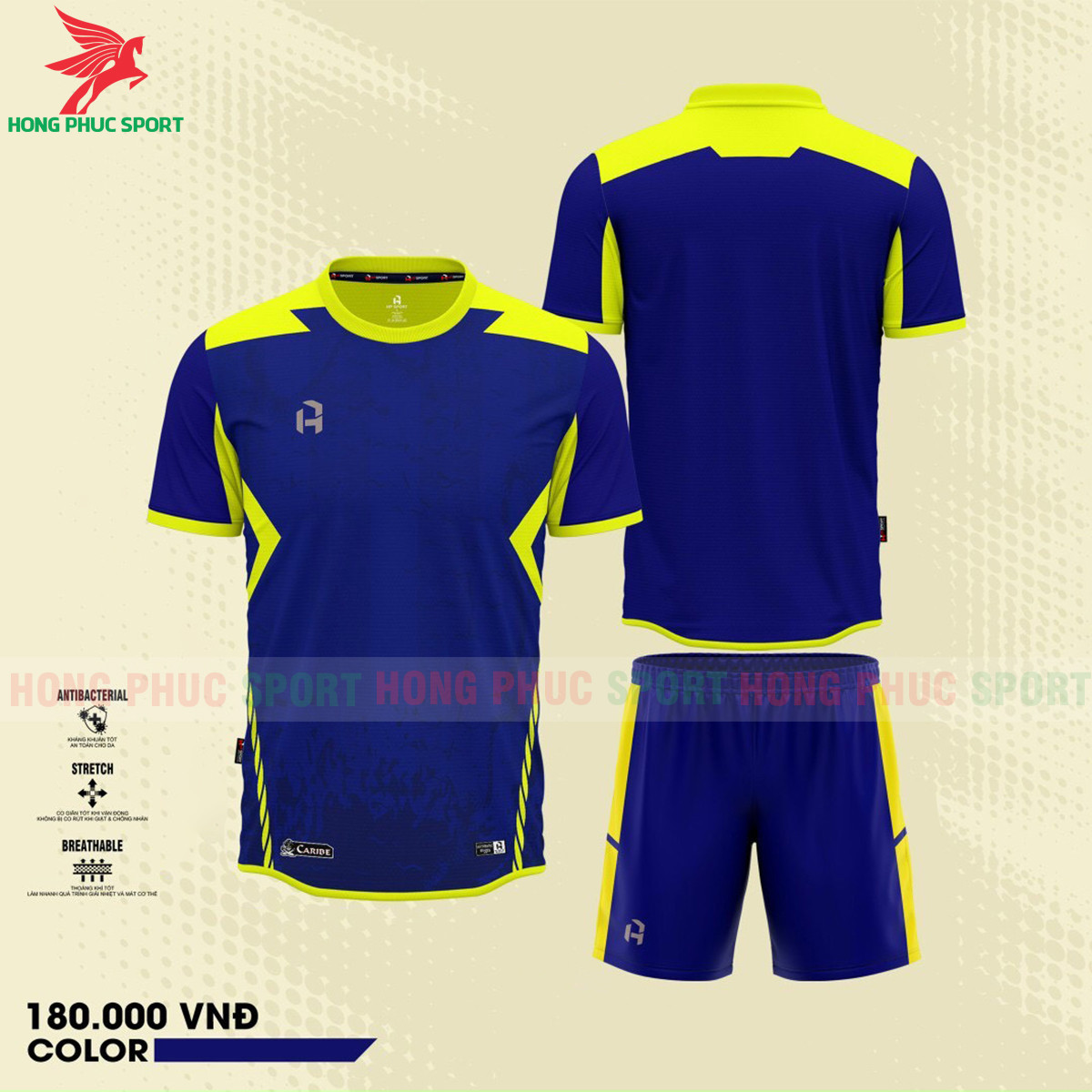 BỘ QUẦN ÁO ĐẤU KHÔNG LOGO HP SPORT CARIBE XANH DƯƠNG - HÀNG DỆT