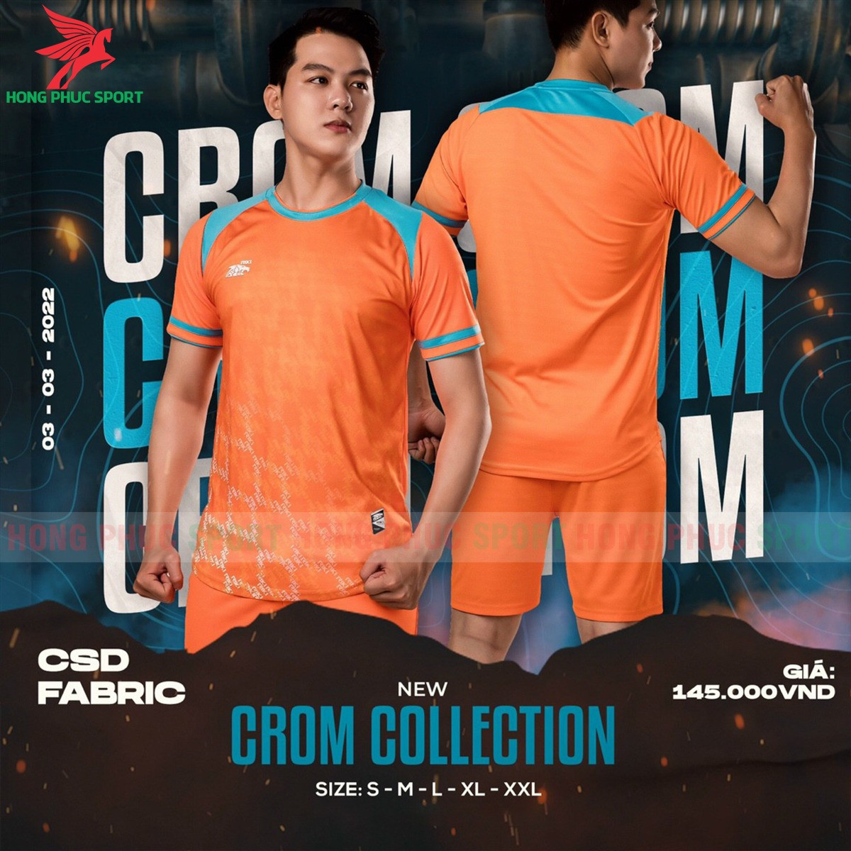 BỘ QUẦN ÁO BÓNG ĐÁ KHÔNG LOGO RIKI CROM CAM XANH - THUN LẠNH CAO CẤP