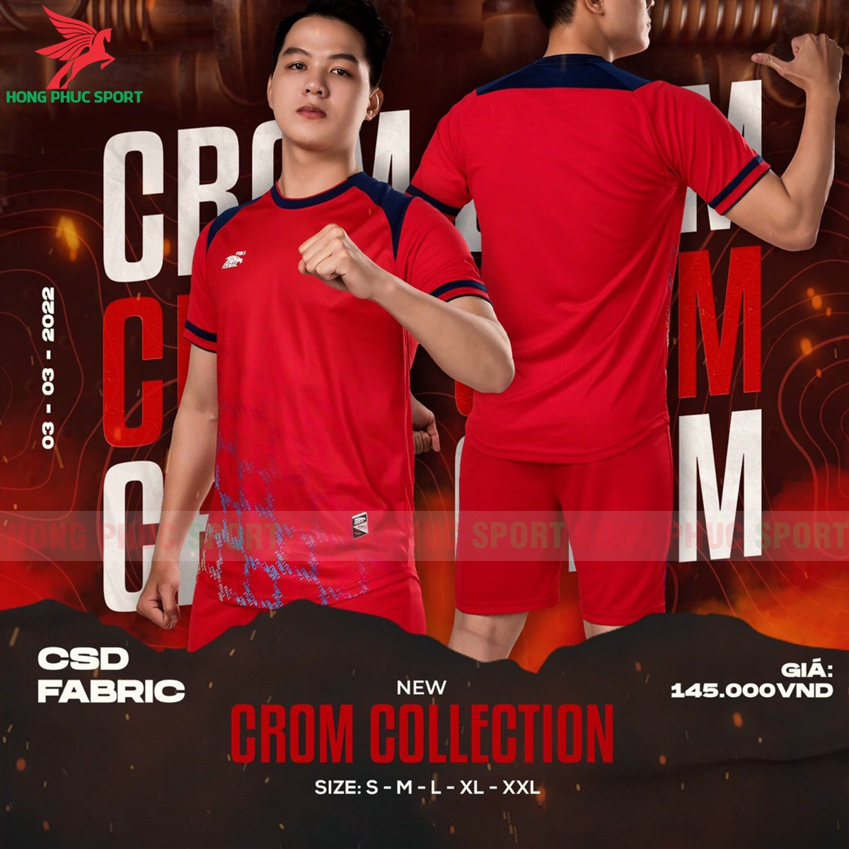 BỘ QUẦN ÁO BÓNG ĐÁ KHÔNG LOGO RIKI CROM MÀU ĐỎ - THUN LẠNH CAO CẤP