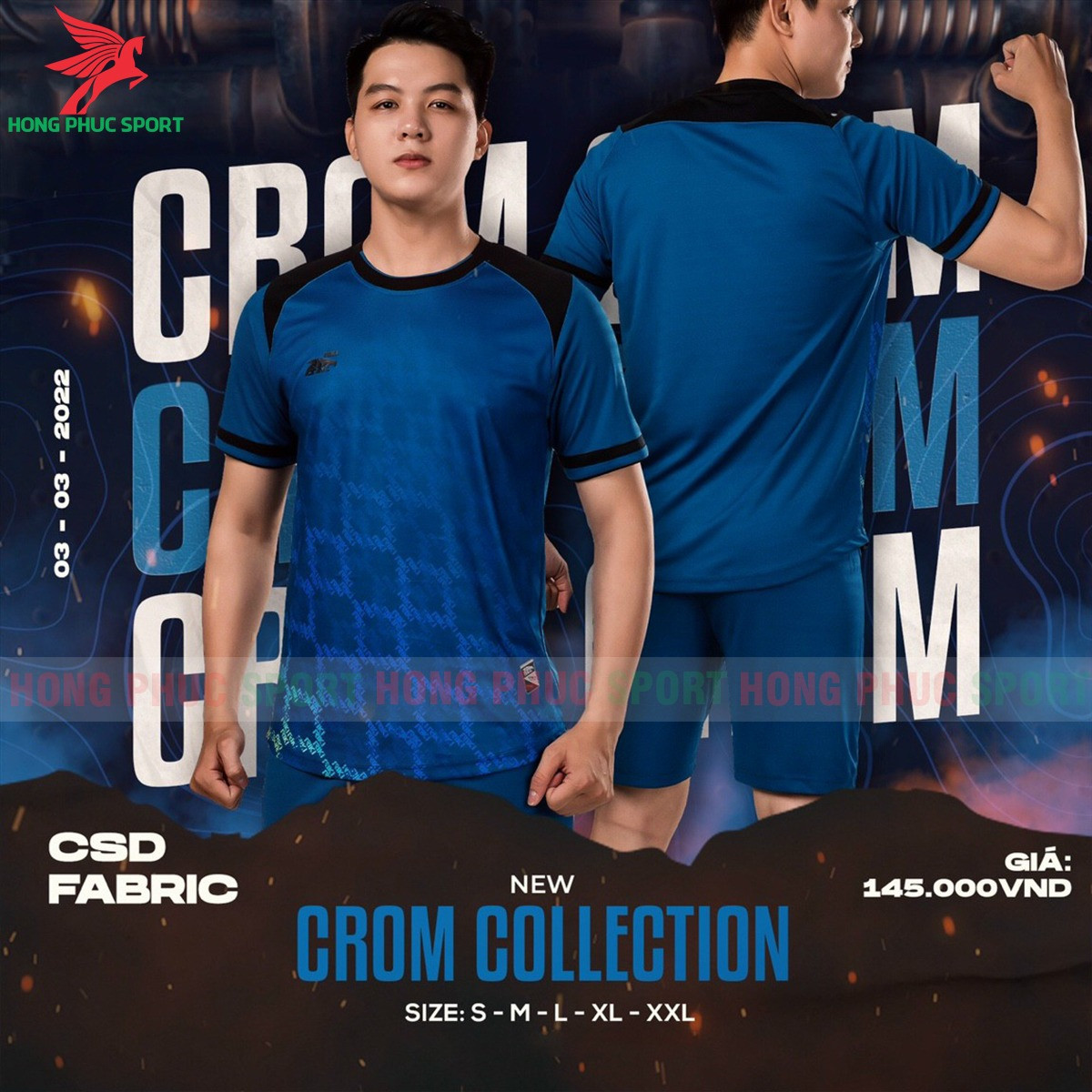 BỘ QUẦN ÁO BÓNG ĐÁ KHÔNG LOGO RIKI CROM XANH DƯƠNG - THUN LẠNH CAO CẤP
