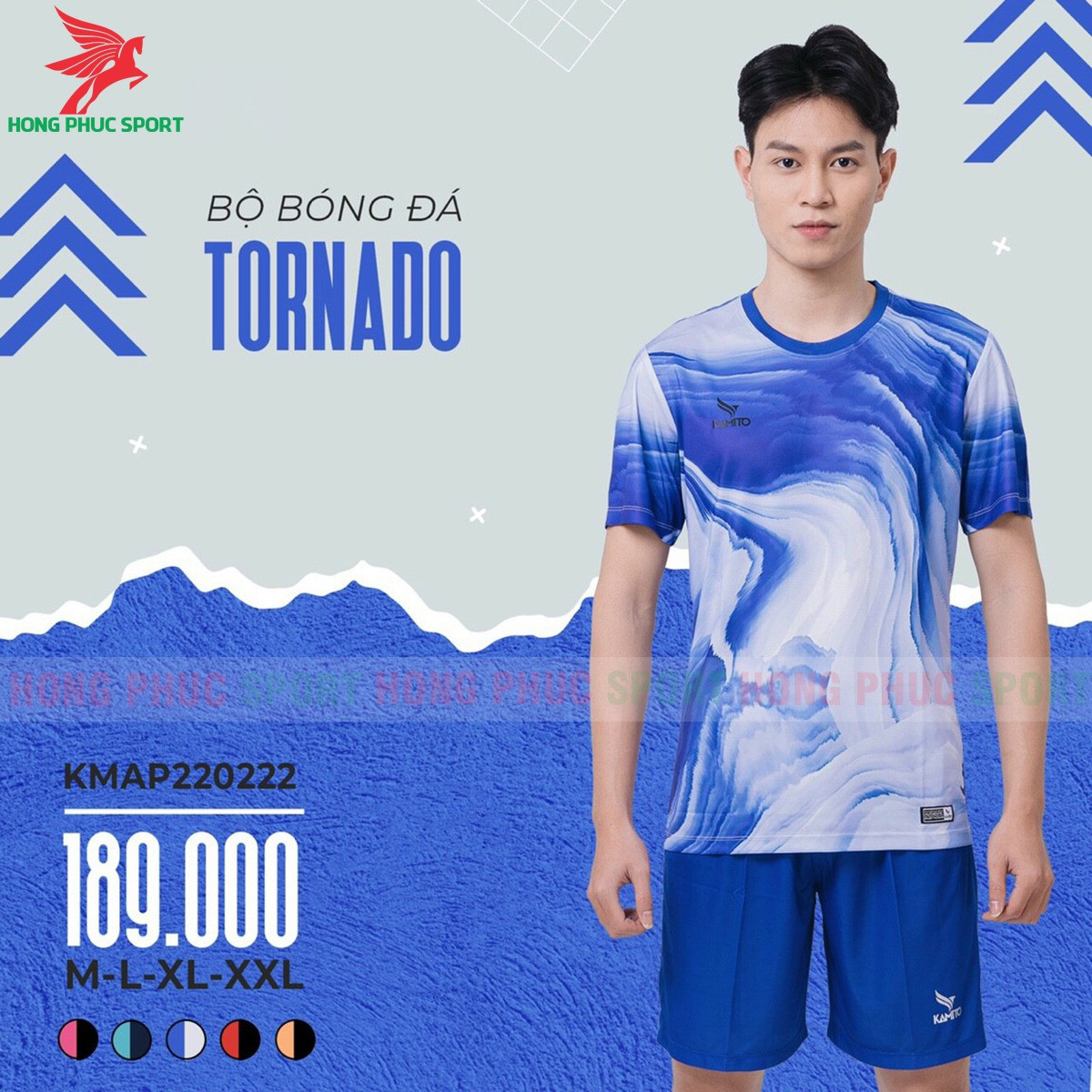 BỘ QUẦN ÁO BÓNG ĐÁ KHÔNG LOGO KAMITO TORNADO XANH DƯƠNG - HÀNG VIỆT NAM