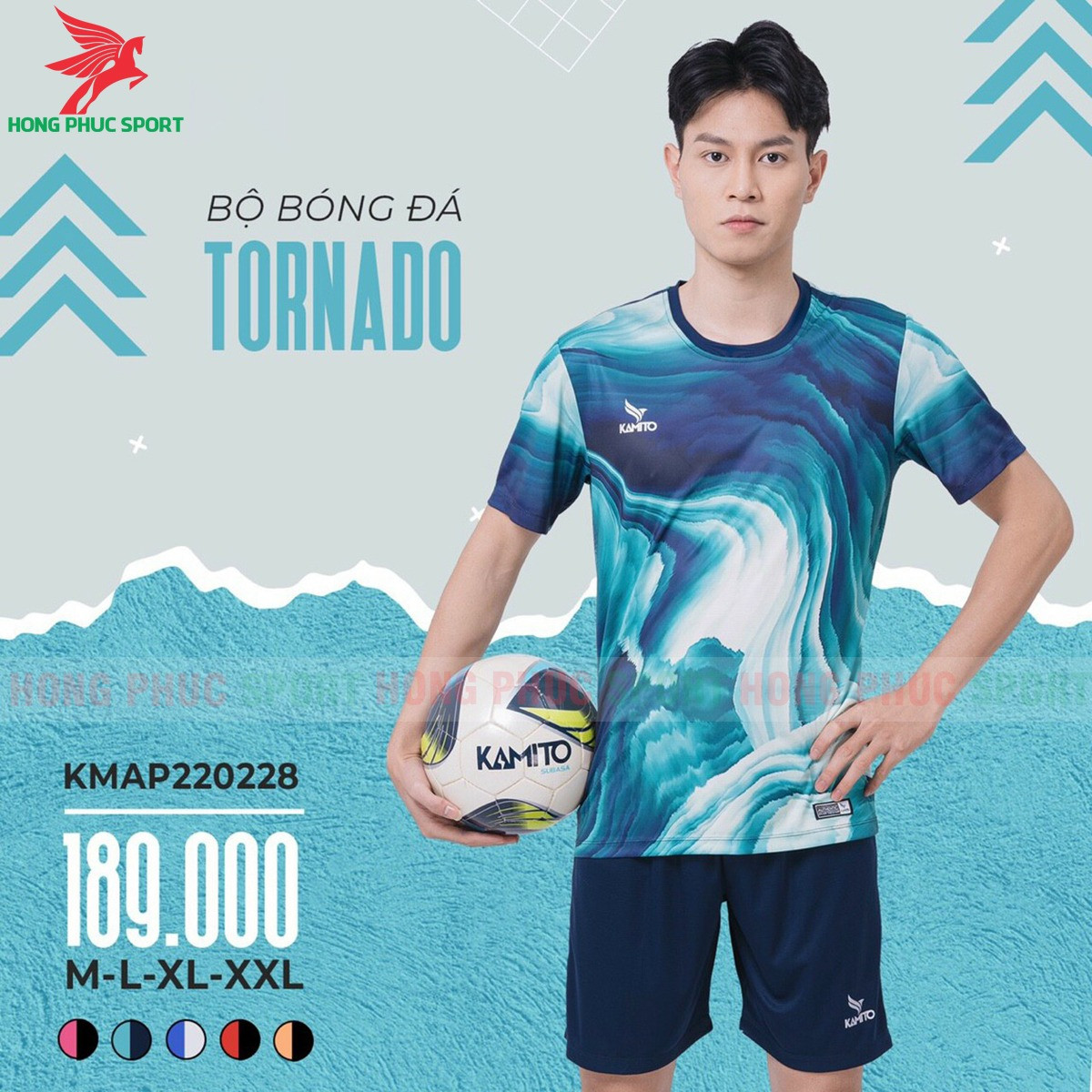 BỘ QUẦN ÁO BÓNG ĐÁ KHÔNG LOGO KAMITO TORNADO XANH NGỌC - HÀNG VIỆT NAM