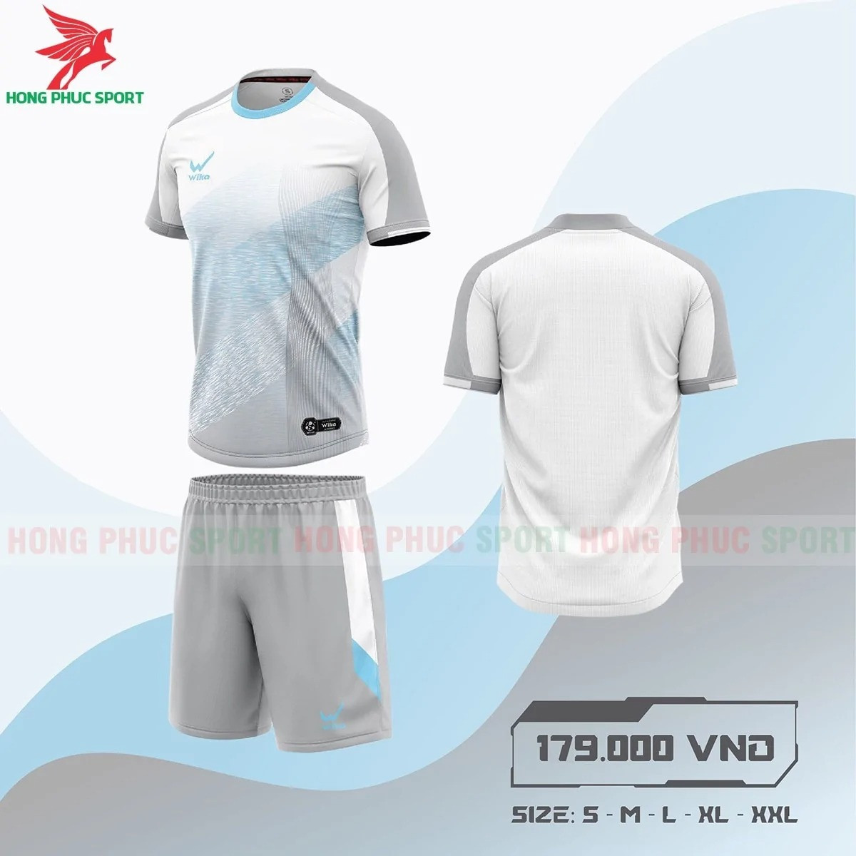 BỘ QUẦN ÁO BÓNG ĐÁ KHÔNG LOGO WIKA TORNADO XÁM TRẮNG - THUN CAO CẤP