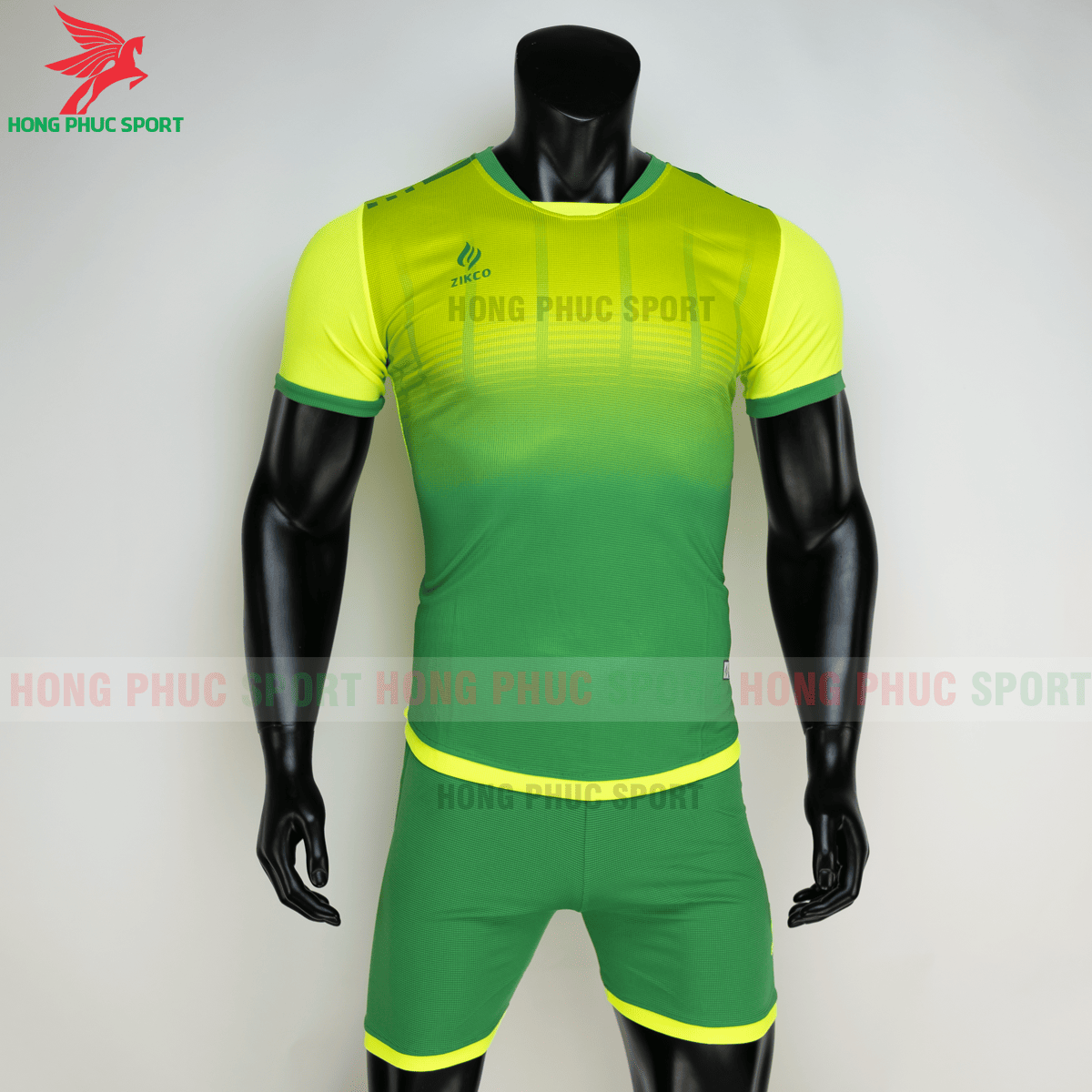 Áo đá banh không logo ZIKCO Z01 2021 màu Xanh chuối (trước)