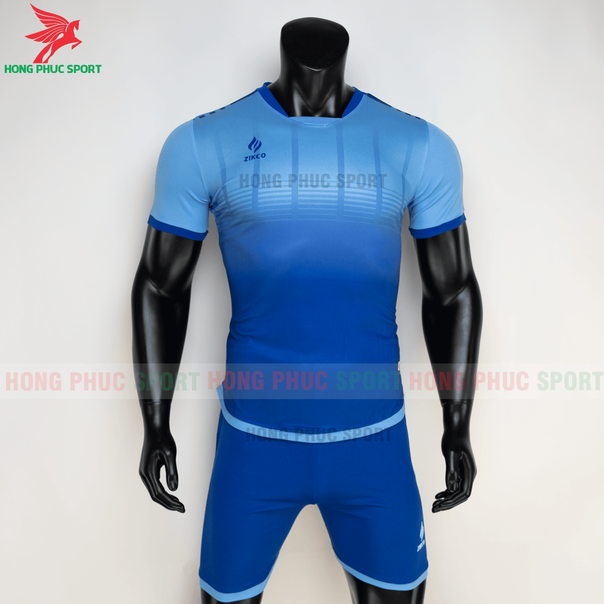 Áo đá banh không logo ZIKCO Z01 2021 màu Xanh dương (trước)