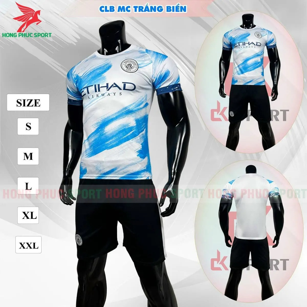 BỘ QUẦN ÁO BÓNG ĐÁ FAN MANCHESTER CITY 2022 XANH TRẮNG – THUN LẠNH CAO CẤP