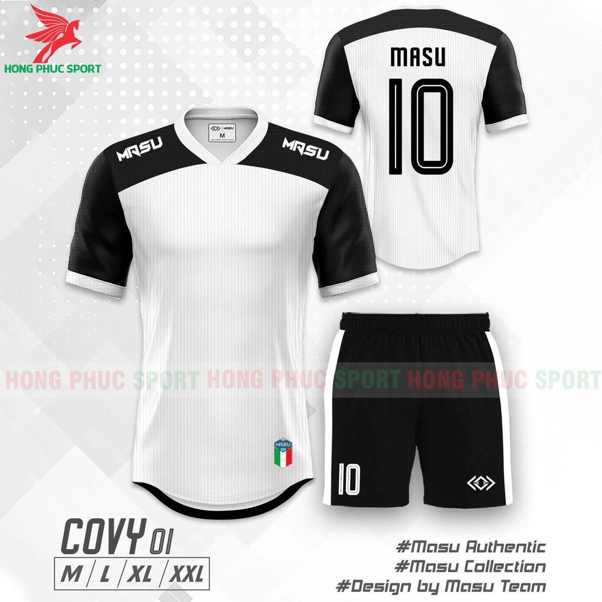 BỘ QUẦN ÁO ĐẤU KHÔNG LOGO MASU COVY 2021 MẪU 01 MÀU TRẮNG PHỐI ĐEN - HÀNG VIỆT NAM