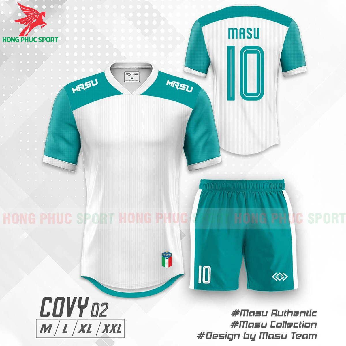 BỘ QUẦN ÁO ĐẤU KHÔNG LOGO MASU COVY 2021 MẪU 02 MÀU TRẮNG PHỐI XANH NGỌC - HÀNG VIỆT NAM