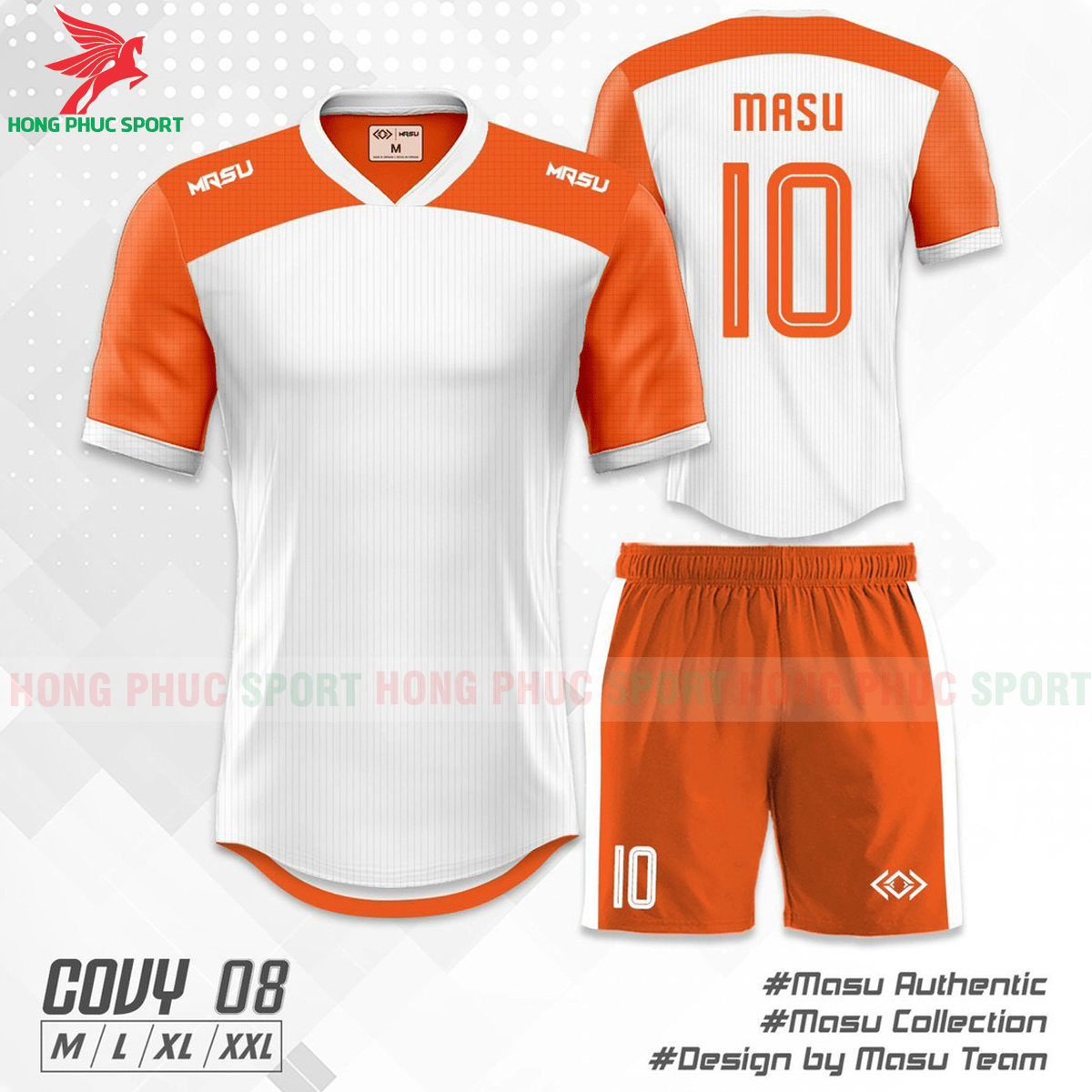 BỘ QUẦN ÁO ĐẤU KHÔNG LOGO MASU COVY 2021 MẪU 08 MÀU TRẮNG PHỐI CAM - HÀNG VIỆT NAM