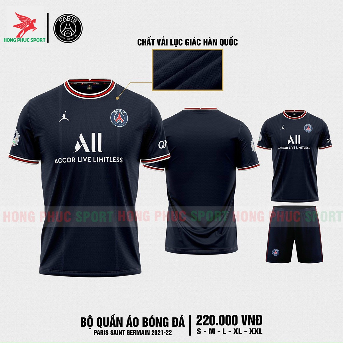 Bộ quần áo đấu PSG 2021 2022 sân nhà – mè lục giác