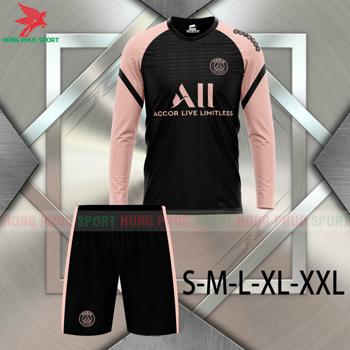 BỘ QUẦN ÁO ĐẤU TRAINING DÀI TAY PSG 2021 2022 SÂN KHÁCH – THUN LẠNH CAO CẤP
