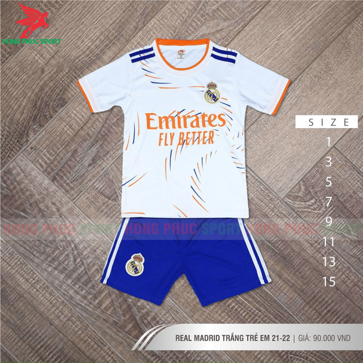 BỘ QUẦN ÁO ĐẤU TRẺ EM REAL MADRID 2021 2022 SÂN NHÀ - THUN LẠNH CAO CẤP