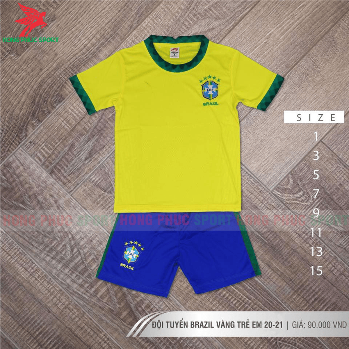 BỘ QUẦN ÁO ĐẤU TRẺ EM TUYỂN BRAZIL 2021 2022 SÂN NHÀ - THUN LẠNH CAO CẤP