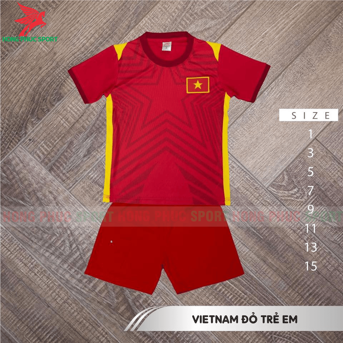 BỘ QUẦN ÁO ĐẤU TRẺ EM TUYỂN VIỆT NAM 2021 2022 SÂN NHÀ - THUN LẠNH CAO CẤP