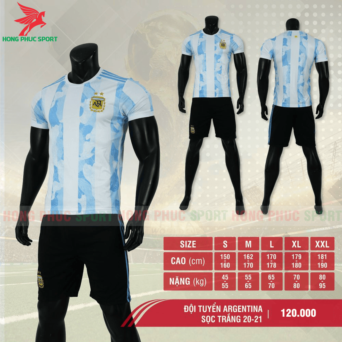 BỘ QUẦN ÁO ĐẤU TUYỂN ARGENTINA 2021 SÂN NHÀ - THUN LẠNH CAO CẤP