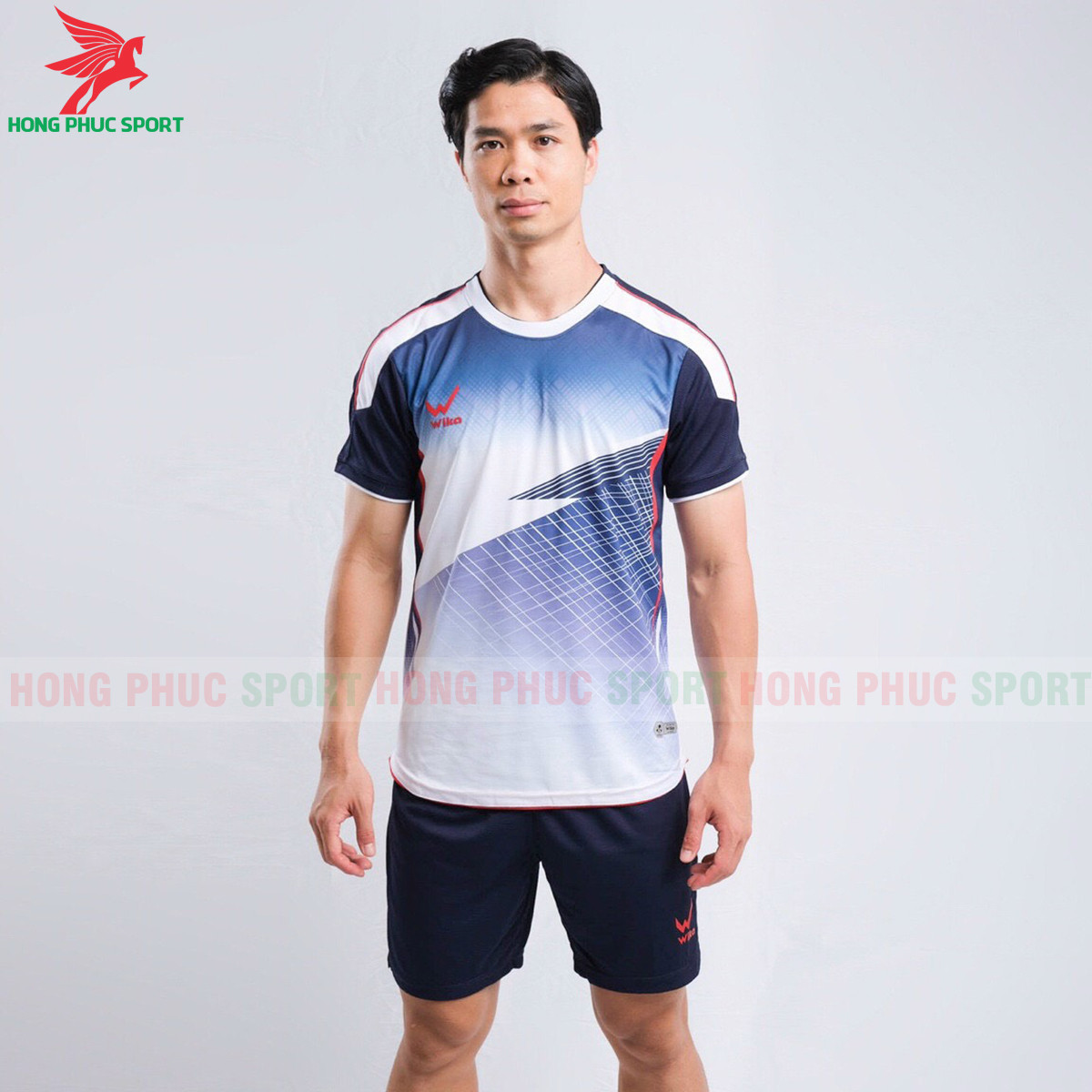 BỘ QUẦN ÁO ĐẤU KHÔNG LOGO WIKA CP10 XANH LAM - VẢI THUN WIKAROTEX