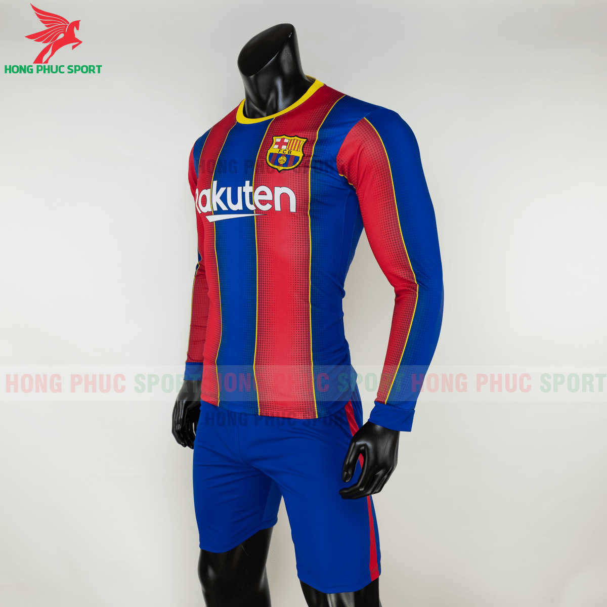 Áo đấu dài tay Barcelona 2020 2021 sân nhà (trái)