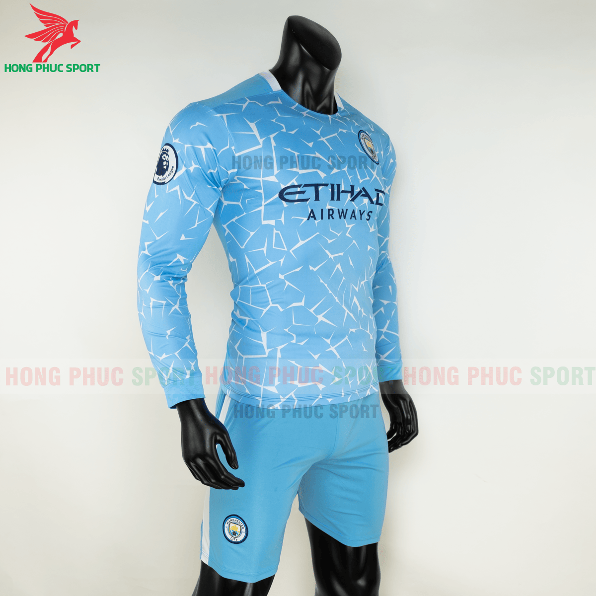 Áo đấu dài tay Manchester City 2020 2021 sân nhà (phải)