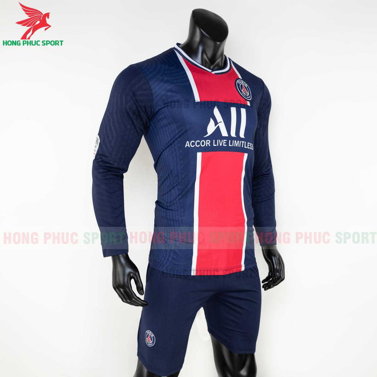 Áo đấu dài tay PSG 2020 2021 sân nhà (phải)