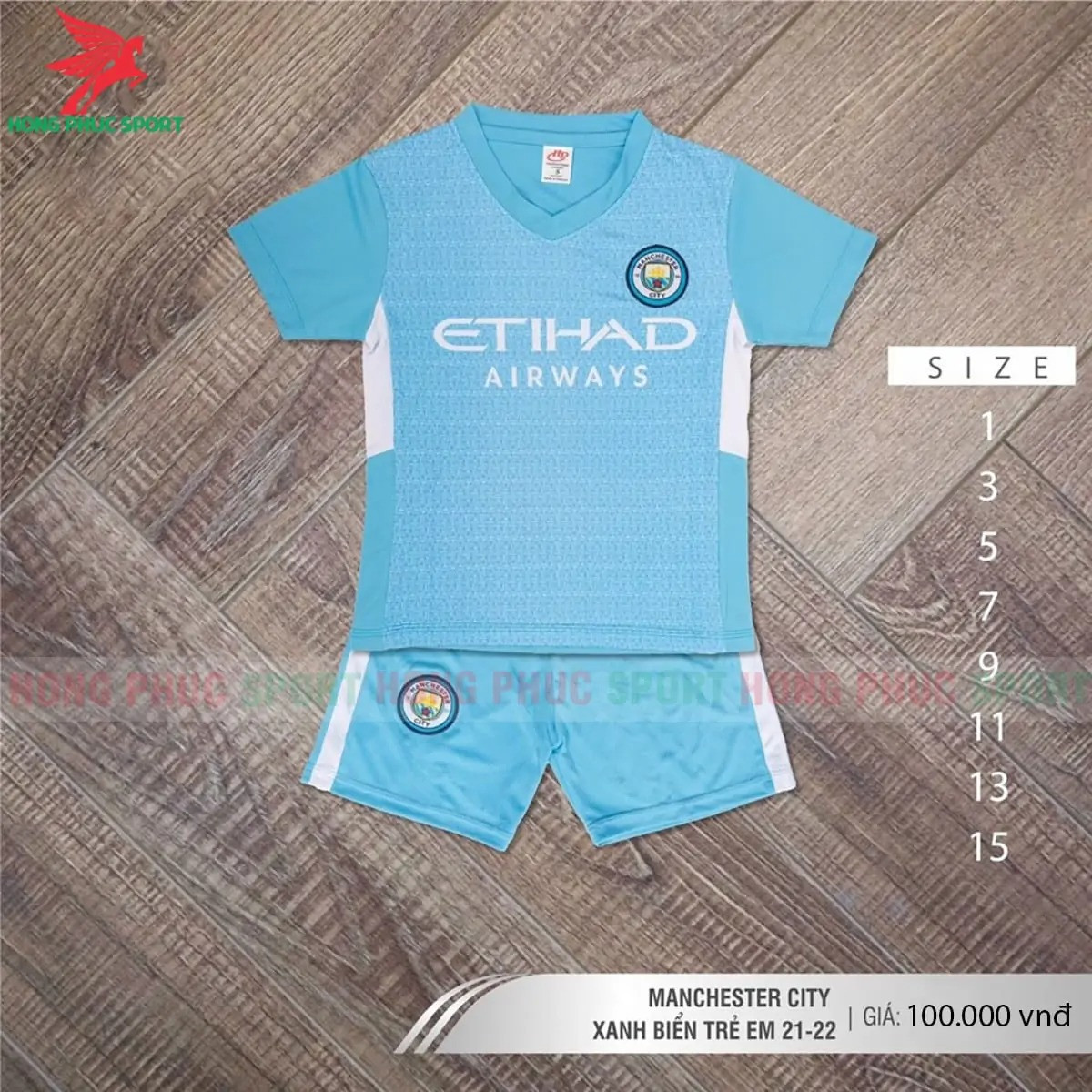Bộ quần áo đấu trẻ em Manchester City 2021 2022 sân nhà