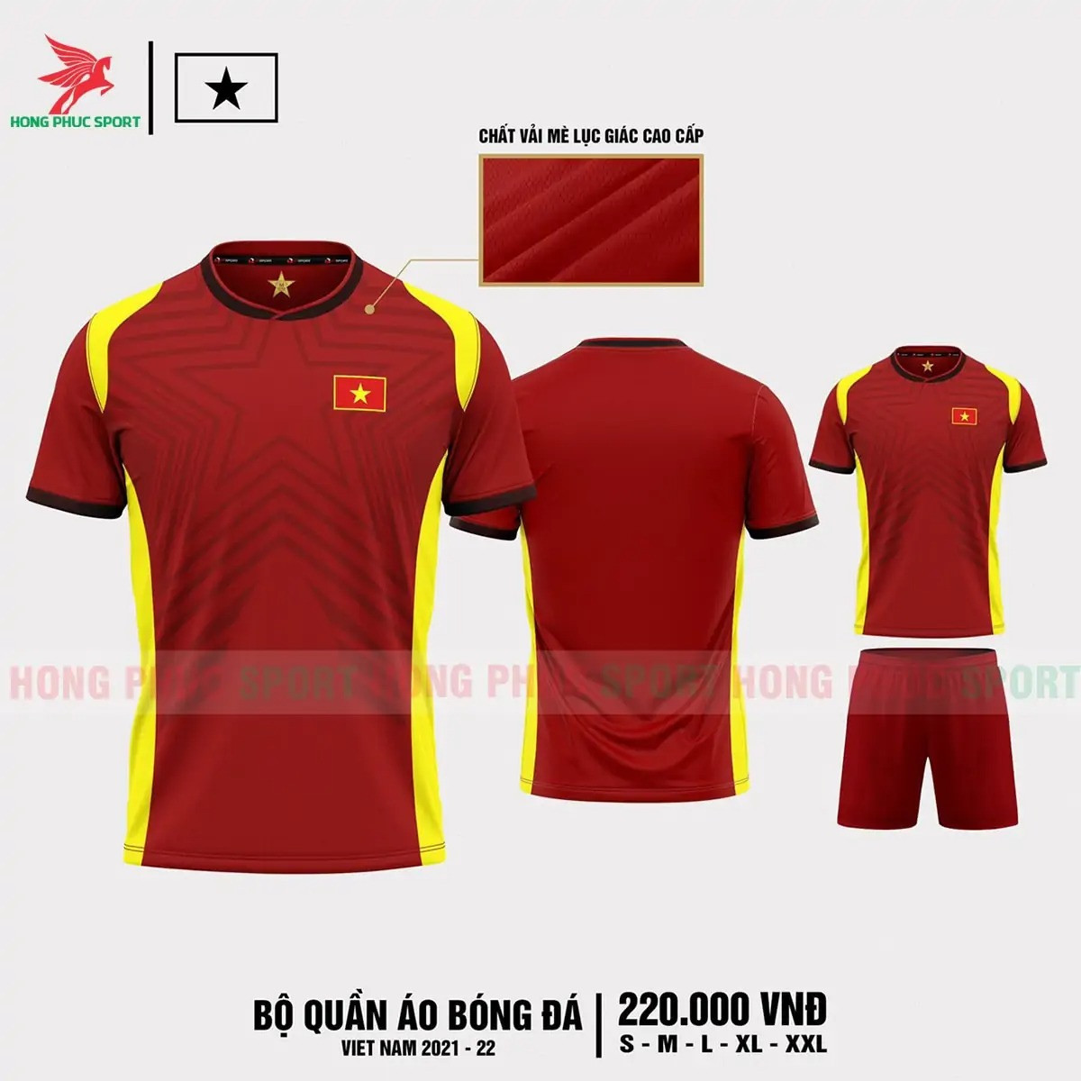 BỘ QUẦN ÁO ĐẤU TUYỂN VIỆT NAM 2021 SÂN NHÀ – MÈ LỤC GIÁC