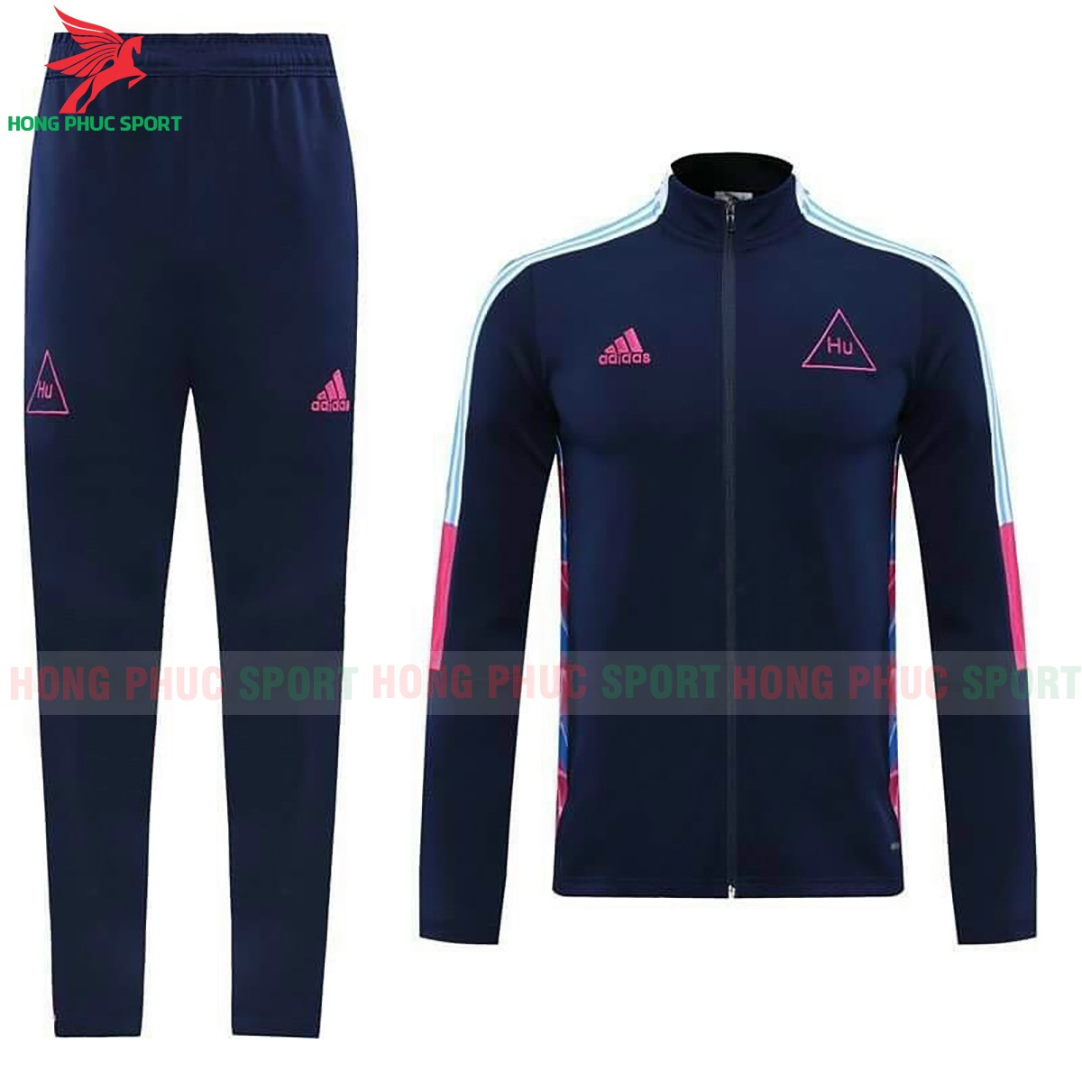Bộ áo khoác đá banh ADIDAS 2021 xanh đen - vải nỉ
