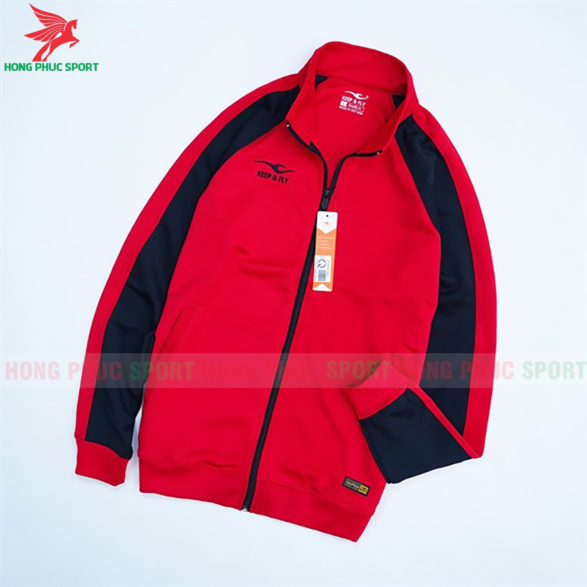 Áo khoác đá banh Keep Fly 2021 màu đỏ - vải nỉ