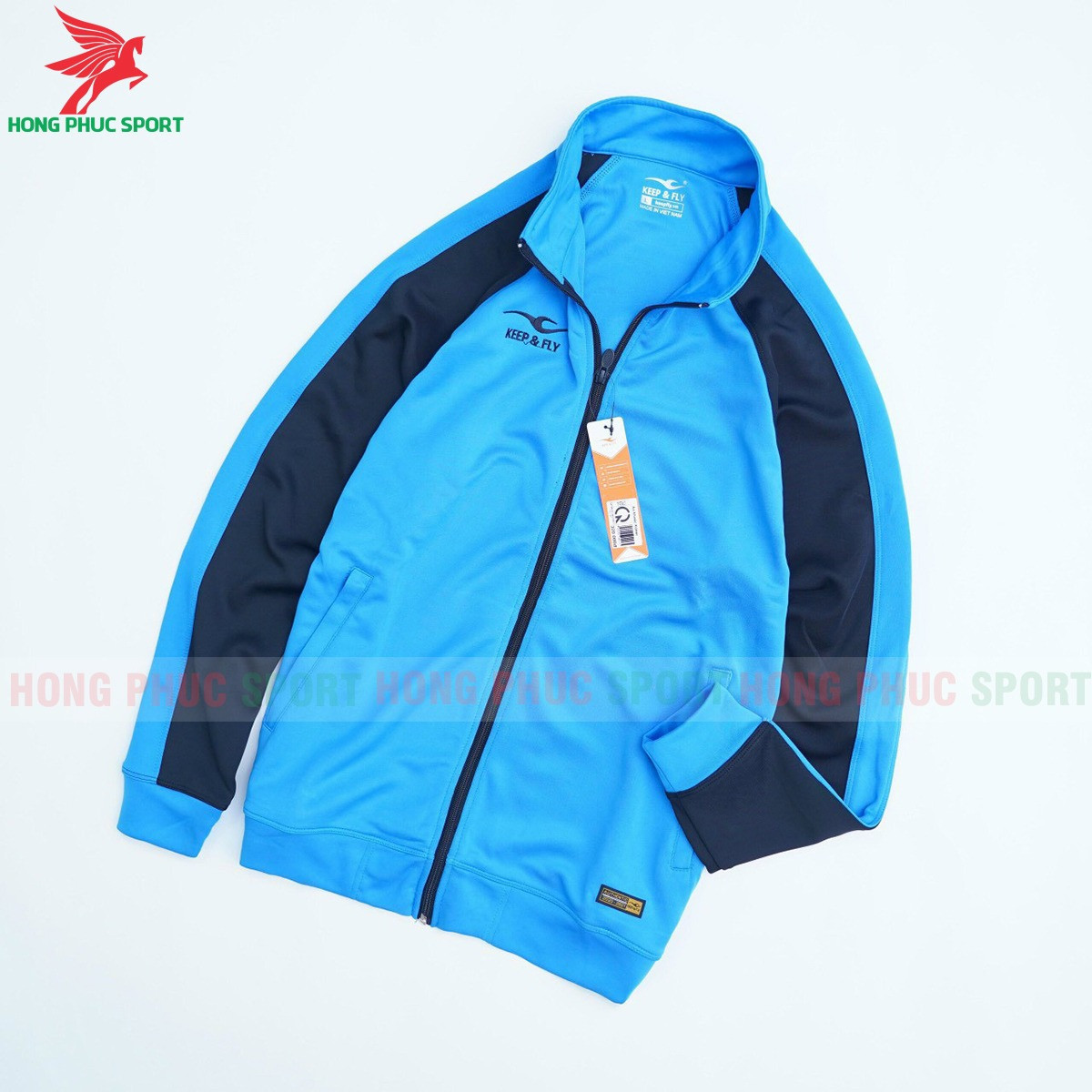 Áo khoác đá banh Keep Fly 2021 màu xanh biển - vải nỉ