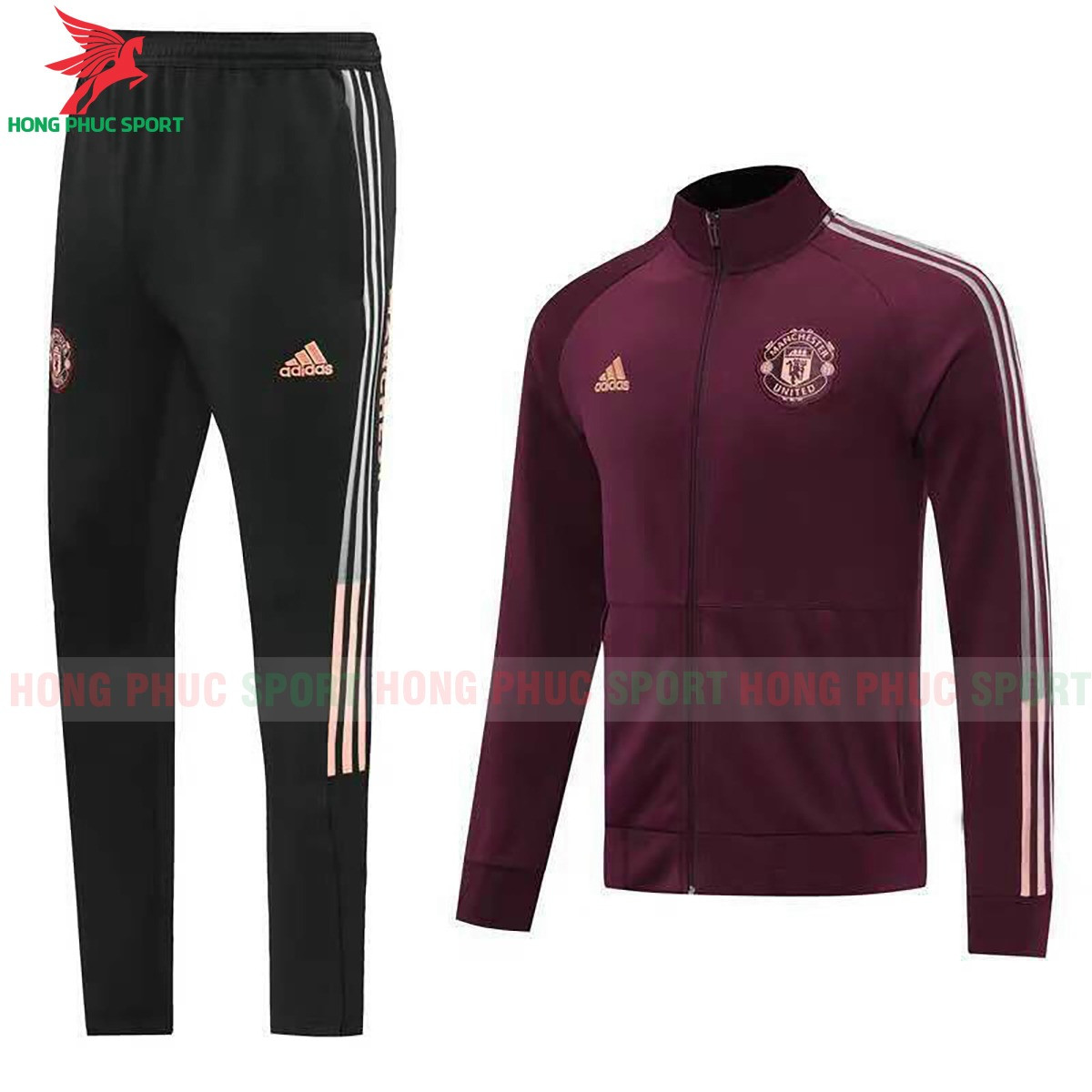 Bộ áo khoác đá banh Manchester United 2021 đỏ đô - vải nỉ