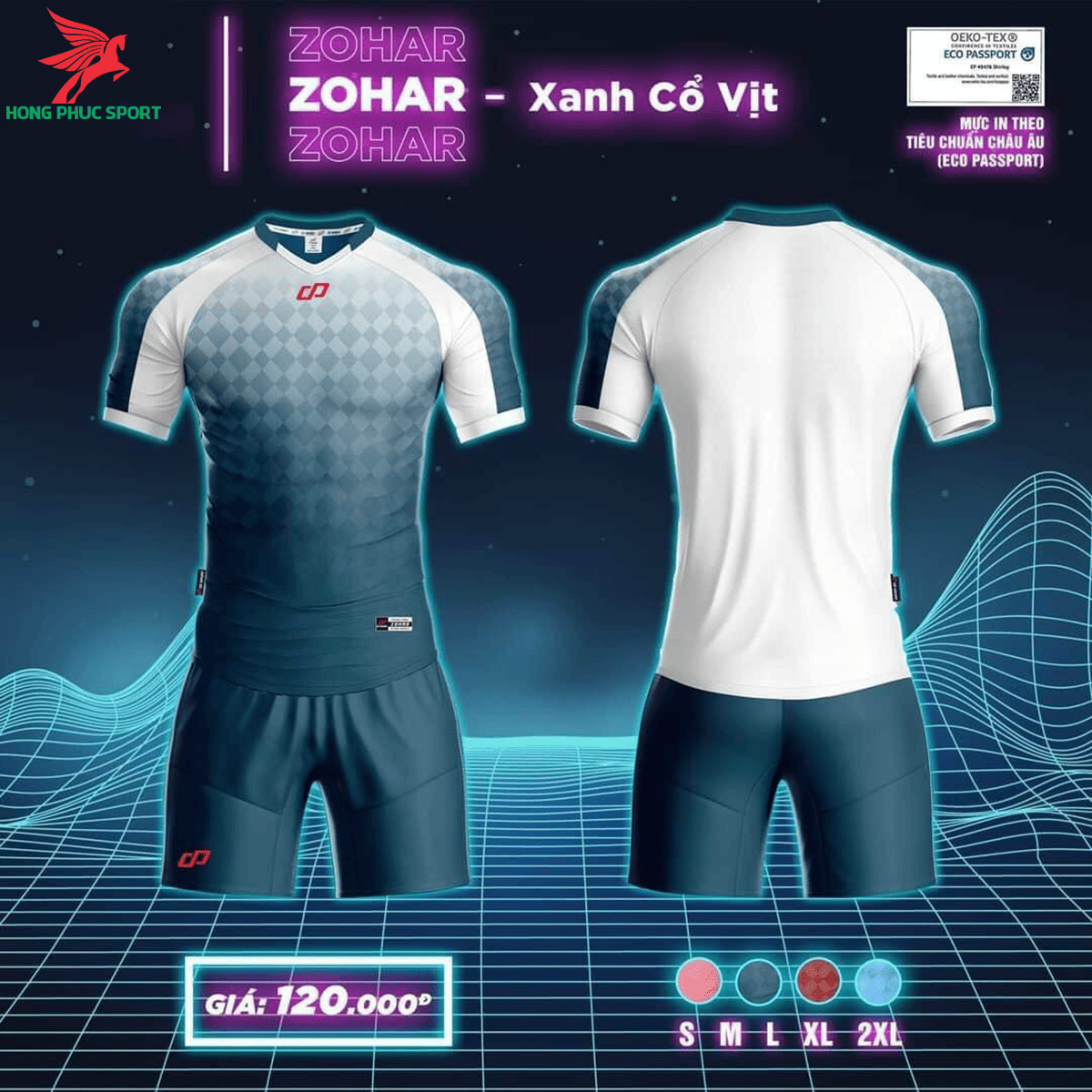  Áo đá banh không logo CP ZOHAR 2021 màu Xanh cổ vịt