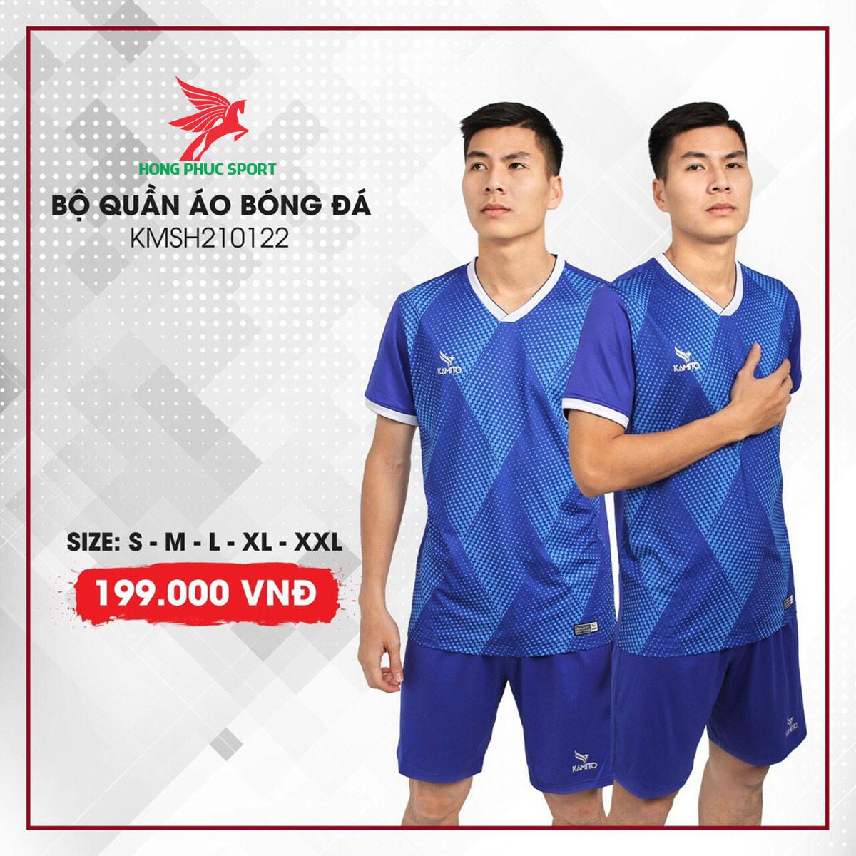  Áo đá banh không logo KAMITO KMSH2101 màu Xanh dương 