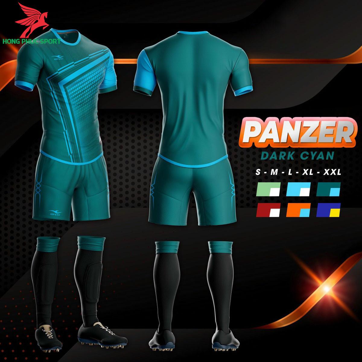 BỘ QUẦN ÁO ĐẤU KHÔNG LOGO KEEP AND FLY PANZER XANH LÔNG CÔNG – THUN LẠNH CAO CẤP