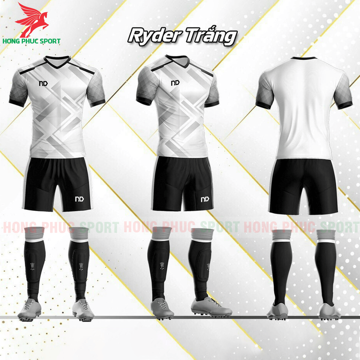 BỘ QUẦN ÁO ĐẤU KHÔNG LOGO ND RYDER 2021 MÀU TRẮNG - VẢI MÈ
