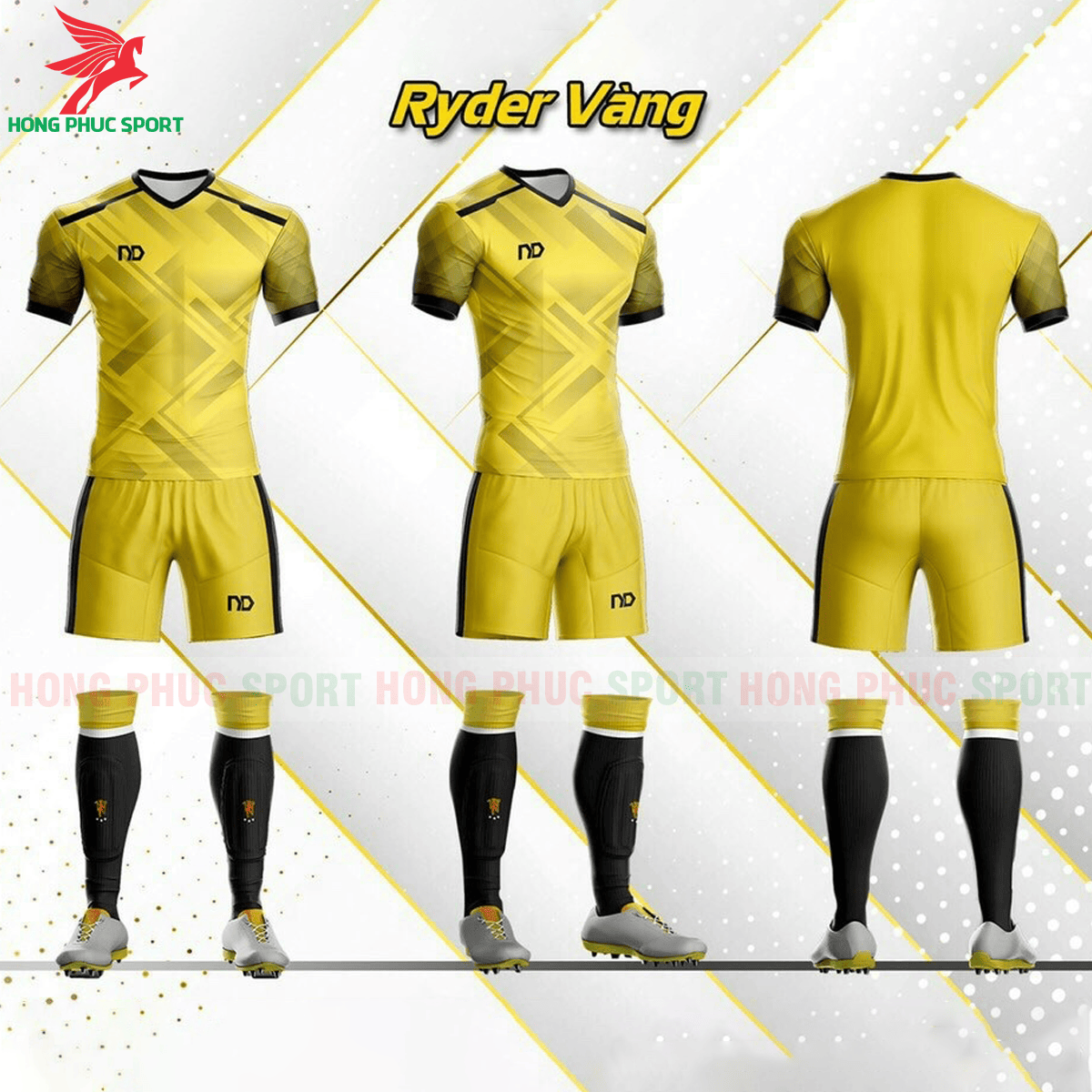 BỘ QUẦN ÁO ĐẤU KHÔNG LOGO ND RYDER 2021 MÀU VÀNG - VẢI MÈ