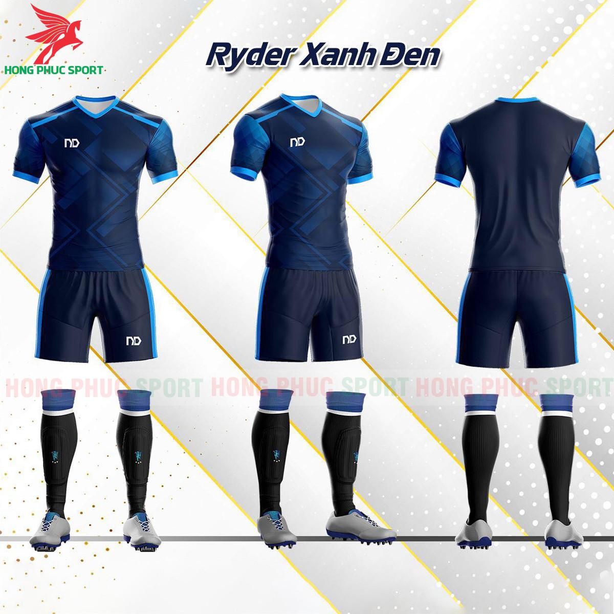 BỘ QUẦN ÁO ĐẤU KHÔNG LOGO ND RYDER 2021 MÀU XANH ĐEN - VẢI MÈ