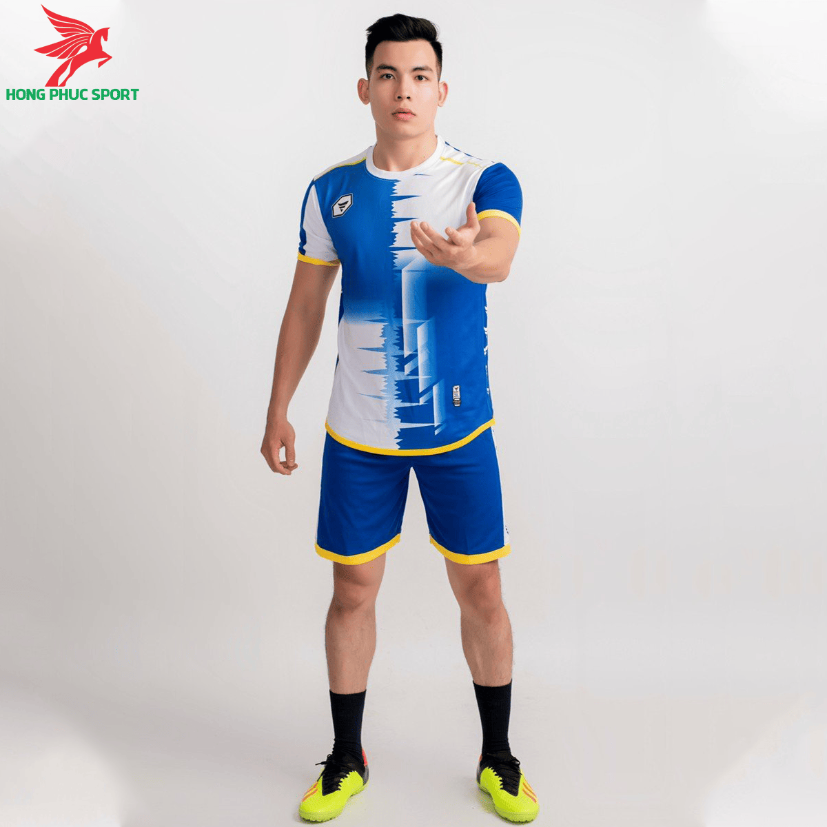 Áo bóng đá không logo TA-A09 màu Xanh dương phối Trắng